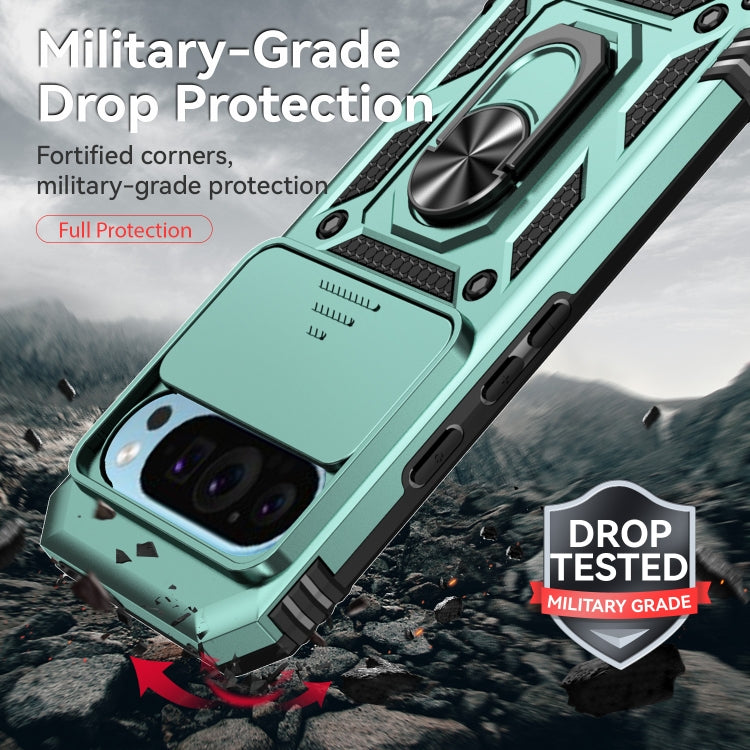 For Google Pixel 9 Sliding Camshield Holder Phone Case(Green)