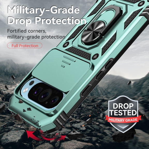 For Google Pixel 9 Sliding Camshield Holder Phone Case(Green)