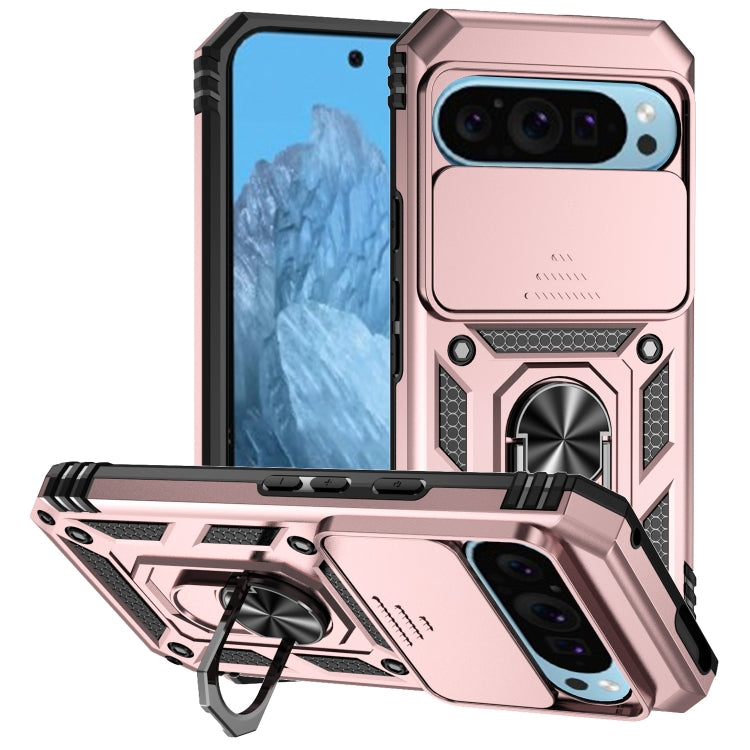 For Google Pixel 9 Sliding Camshield Holder Phone Case(Rose Gold)