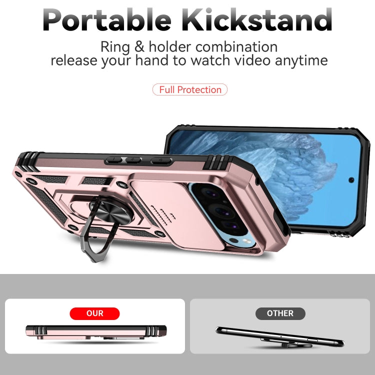 For Google Pixel 9 Sliding Camshield Holder Phone Case(Rose Gold)