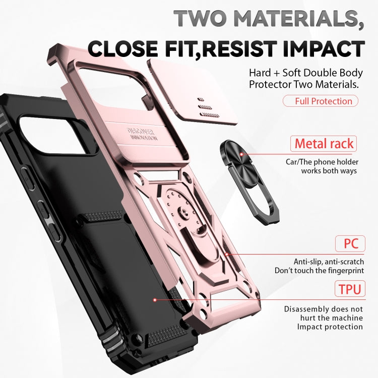 For Google Pixel 9 Sliding Camshield Holder Phone Case(Rose Gold)