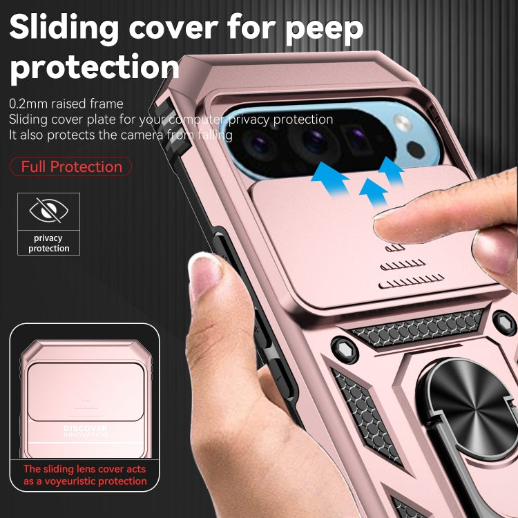 For Google Pixel 9 Sliding Camshield Holder Phone Case(Rose Gold)