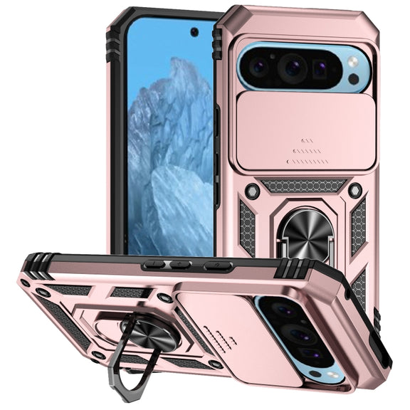 For Google Pixel 9 Sliding Camshield Holder Phone Case(Rose Gold)