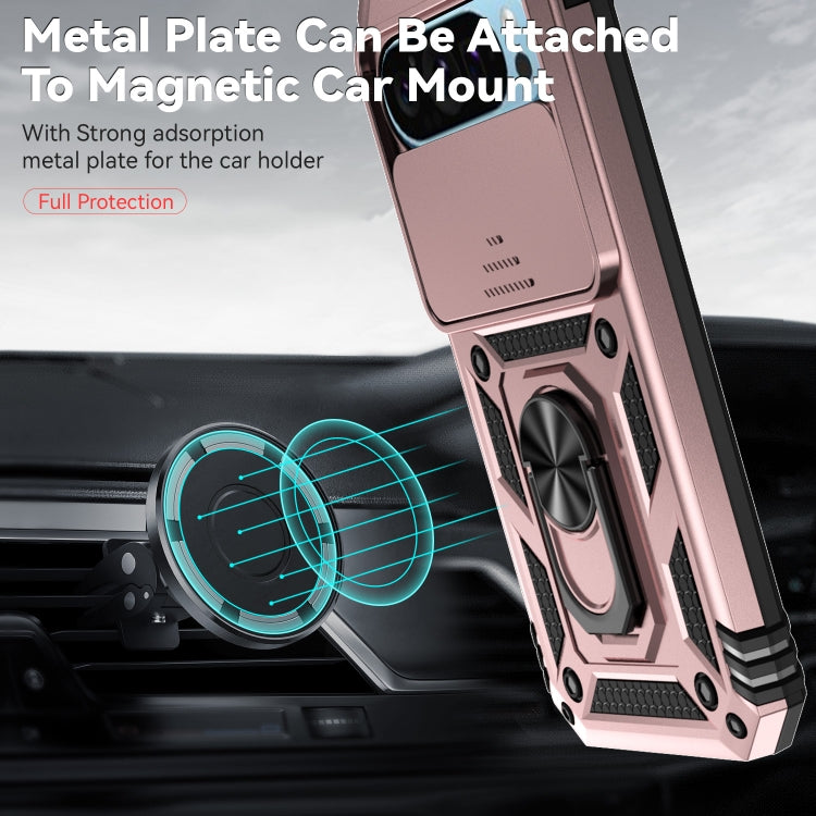 For Google Pixel 9 Sliding Camshield Holder Phone Case(Rose Gold)