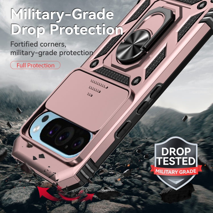 For Google Pixel 9 Sliding Camshield Holder Phone Case(Rose Gold)