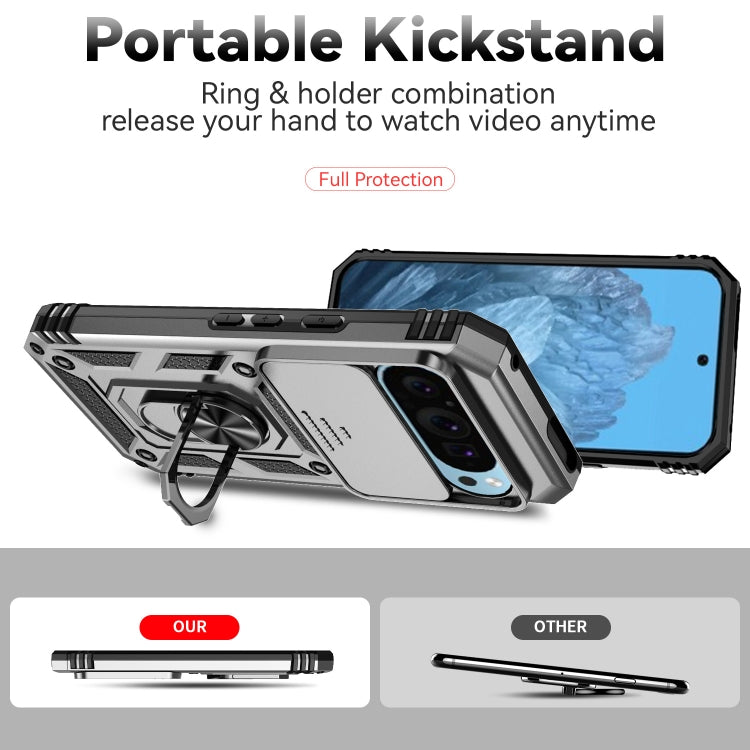 For Google Pixel 9 Sliding Camshield Holder Phone Case(Silver)