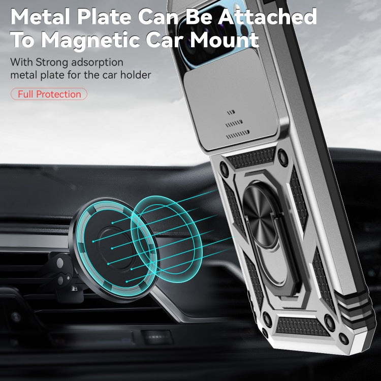For Google Pixel 9 Sliding Camshield Holder Phone Case(Silver)