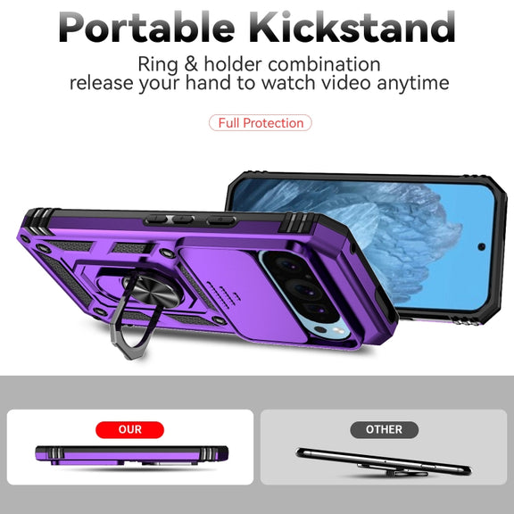 For Google Pixel 9 Sliding Camshield Holder Phone Case(Purple)