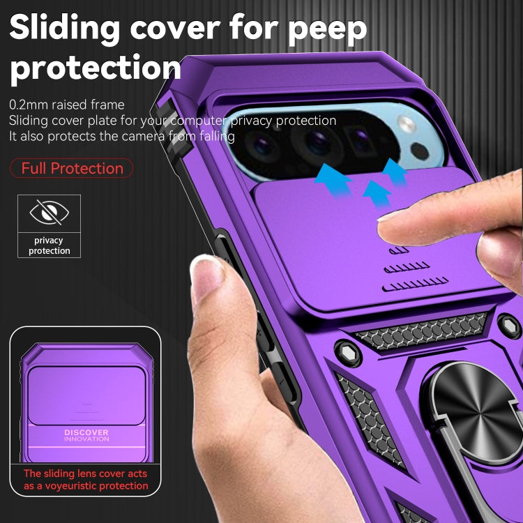 For Google Pixel 9 Sliding Camshield Holder Phone Case(Purple)