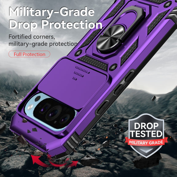 For Google Pixel 9 Sliding Camshield Holder Phone Case(Purple)