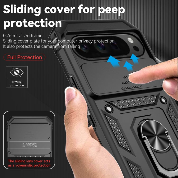 For Google Pixel 9 Pro Sliding Camshield Holder Phone Case(Black)