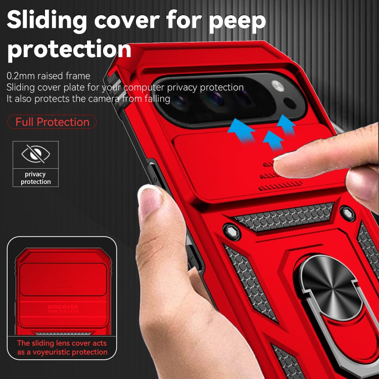 For Google Pixel 9 Pro Sliding Camshield Holder Phone Case(Red)