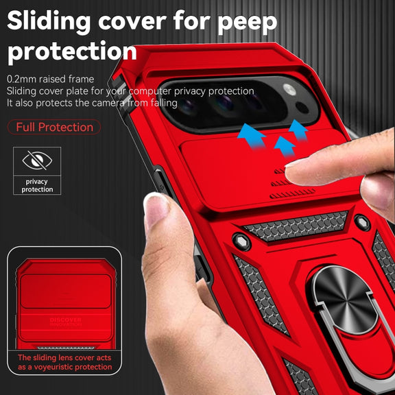 For Google Pixel 9 Pro Sliding Camshield Holder Phone Case(Red)