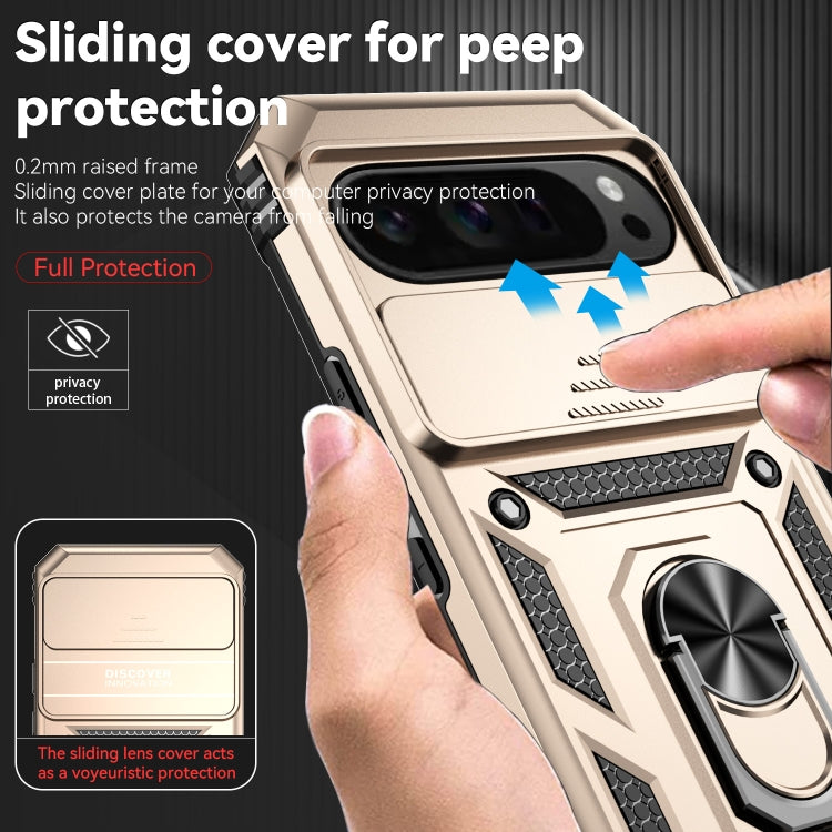 For Google Pixel 9 Pro Sliding Camshield Holder Phone Case(Gold)