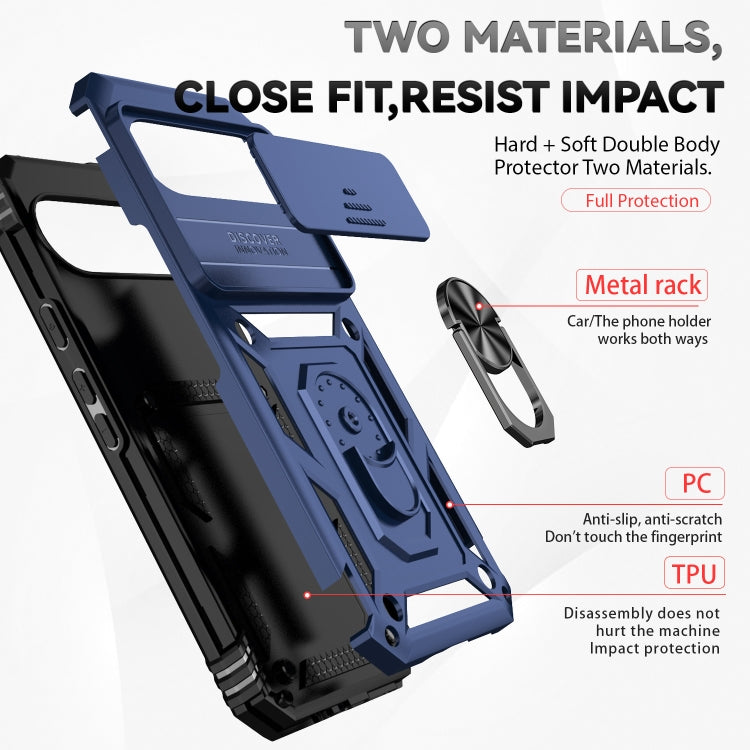 For Google Pixel 9 Pro Sliding Camshield Holder Phone Case(Blue)