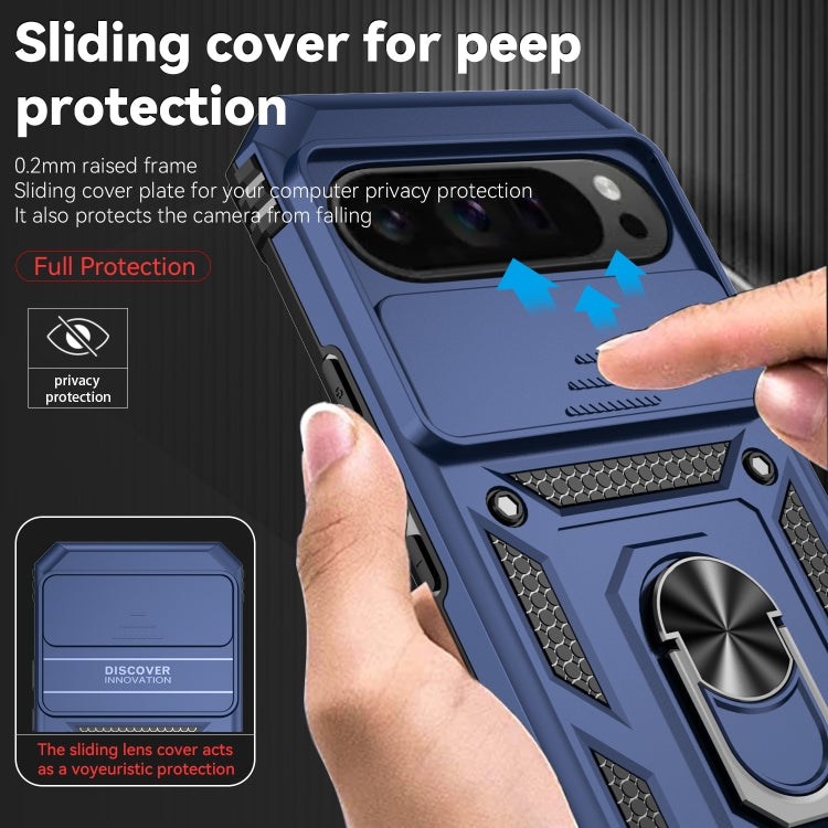 For Google Pixel 9 Pro Sliding Camshield Holder Phone Case(Blue)