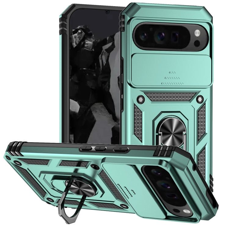 For Google Pixel 9 Pro Sliding Camshield Holder Phone Case(Green)