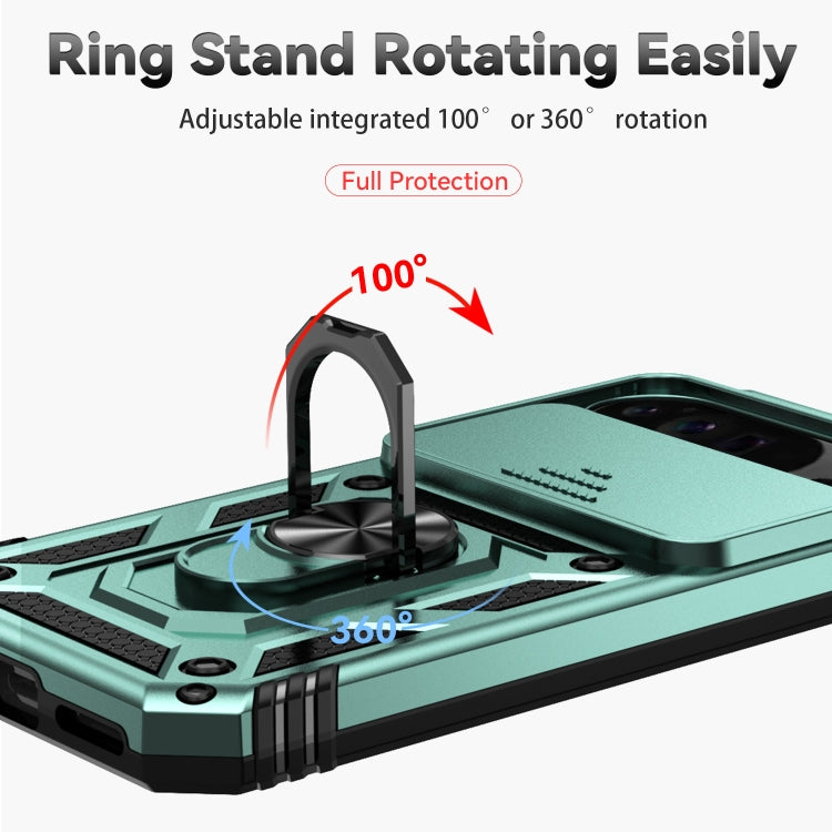 For Google Pixel 9 Pro Sliding Camshield Holder Phone Case(Green)
