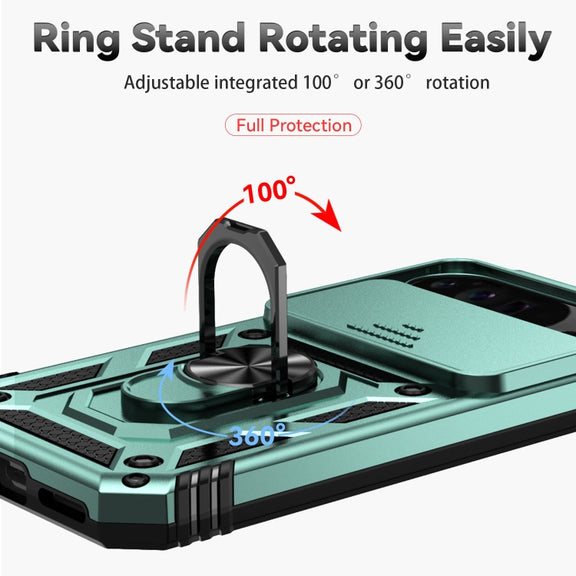 For Google Pixel 9 Pro Sliding Camshield Holder Phone Case(Green)