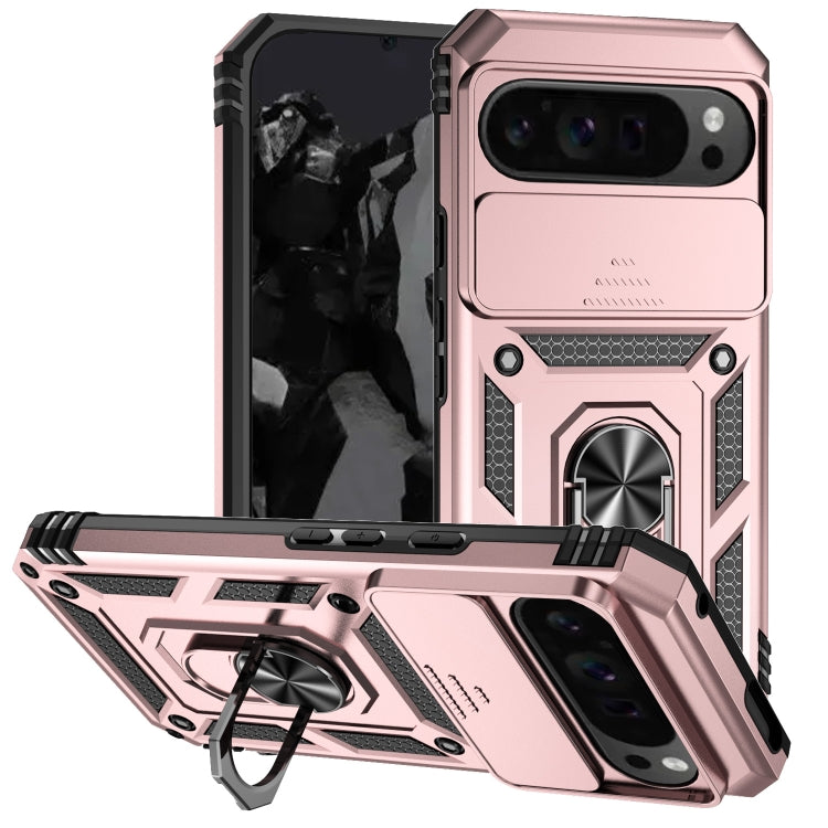 For Google Pixel 9 Pro Sliding Camshield Holder Phone Case(Rose Gold)