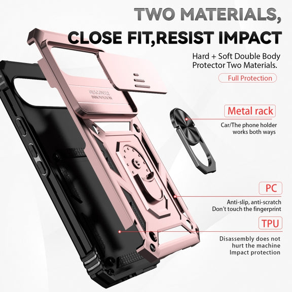 For Google Pixel 9 Pro Sliding Camshield Holder Phone Case(Rose Gold)