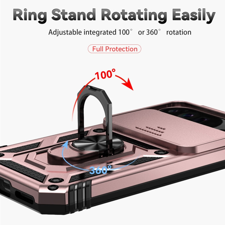 For Google Pixel 9 Pro Sliding Camshield Holder Phone Case(Rose Gold)