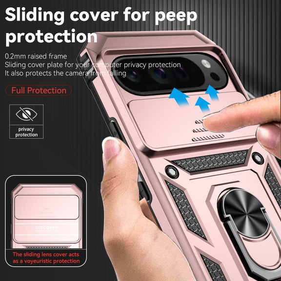 For Google Pixel 9 Pro Sliding Camshield Holder Phone Case(Rose Gold)