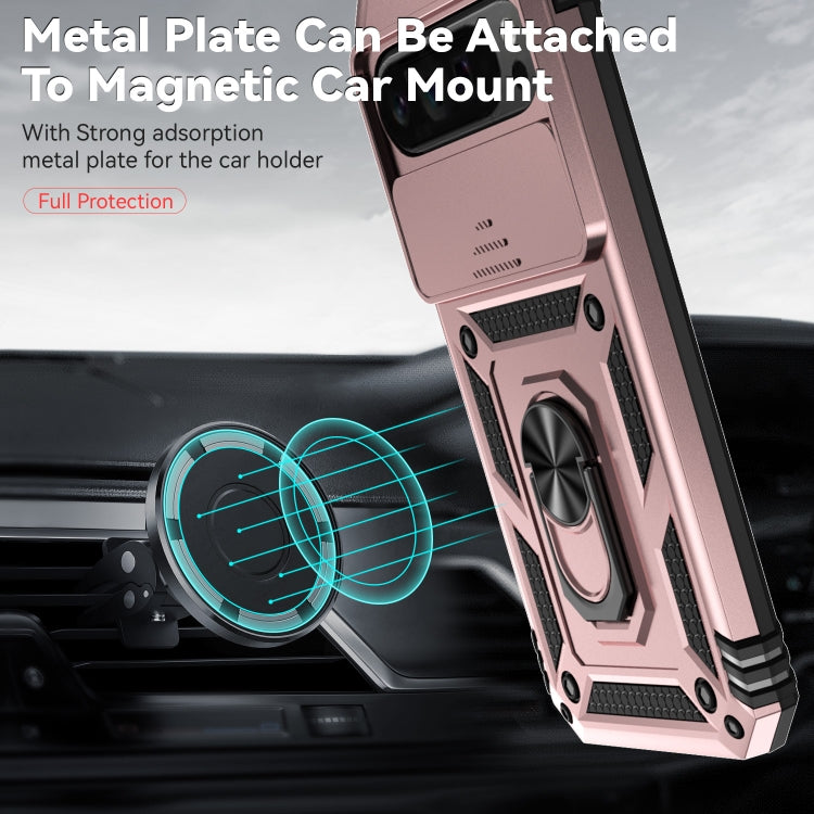 For Google Pixel 9 Pro Sliding Camshield Holder Phone Case(Rose Gold)