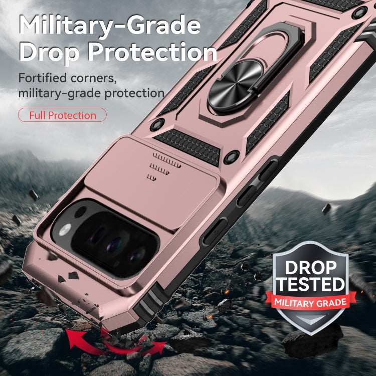 For Google Pixel 9 Pro Sliding Camshield Holder Phone Case(Rose Gold)