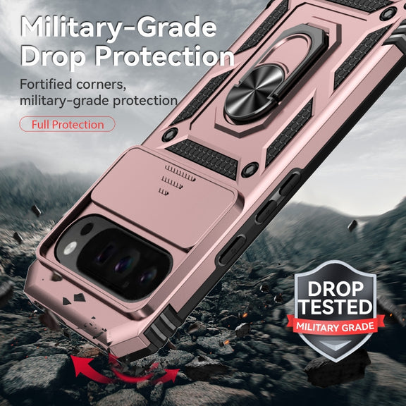 For Google Pixel 9 Pro Sliding Camshield Holder Phone Case(Rose Gold)