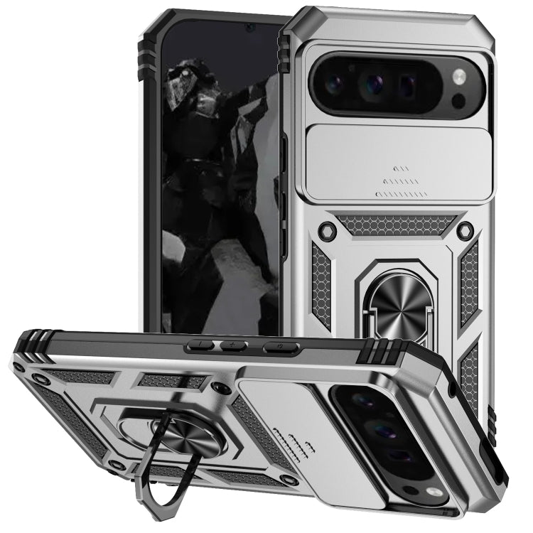 For Google Pixel 9 Pro Sliding Camshield Holder Phone Case(Silver)
