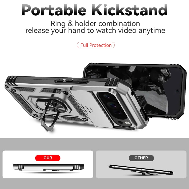 For Google Pixel 9 Pro Sliding Camshield Holder Phone Case(Silver)