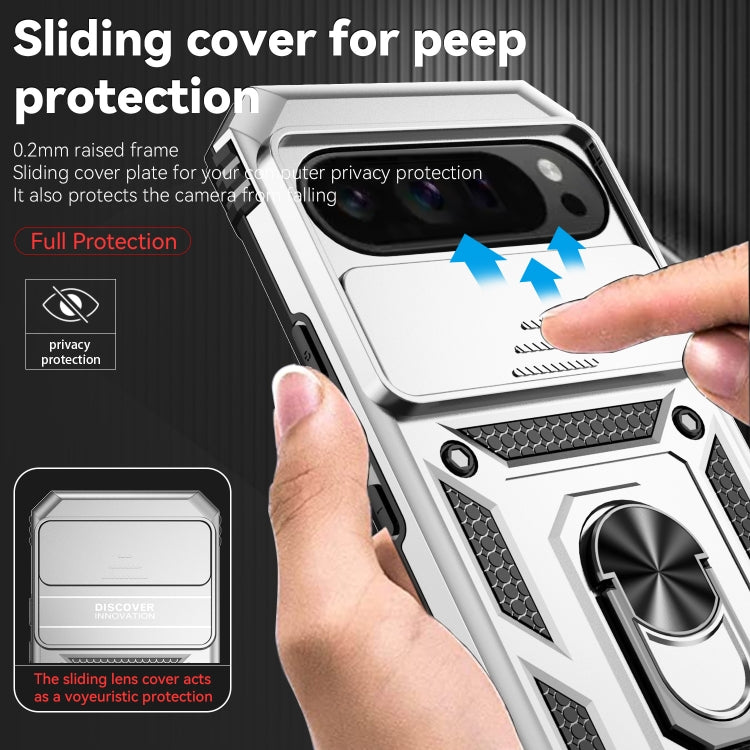 For Google Pixel 9 Pro Sliding Camshield Holder Phone Case(Silver)