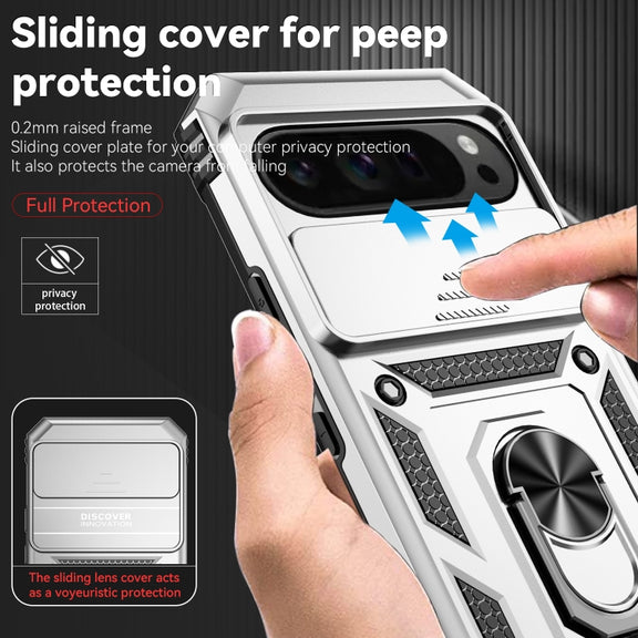 For Google Pixel 9 Pro Sliding Camshield Holder Phone Case(Silver)