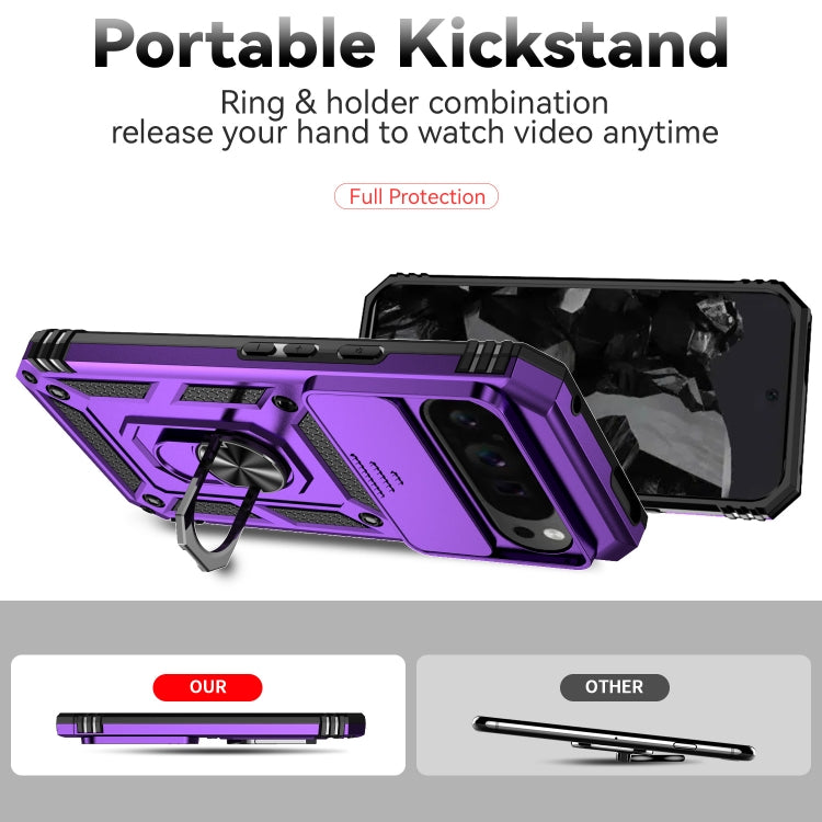 For Google Pixel 9 Pro Sliding Camshield Holder Phone Case(Purple)