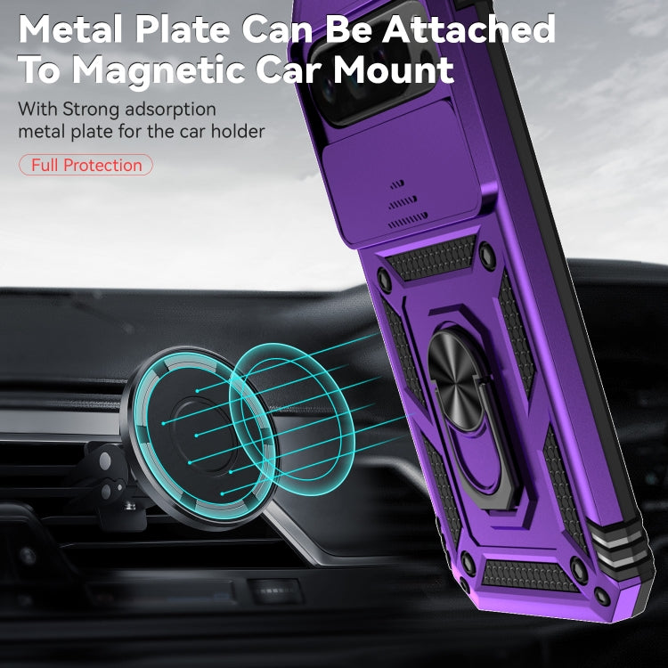 For Google Pixel 9 Pro Sliding Camshield Holder Phone Case(Purple)