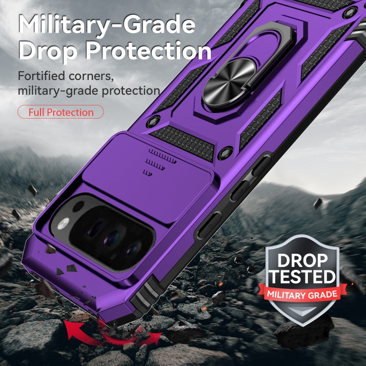 For Google Pixel 9 Pro Sliding Camshield Holder Phone Case(Purple)