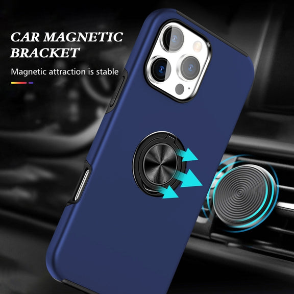 For iPhone 16 Magnetic Ring Holder Phone Case(Navy Blue)