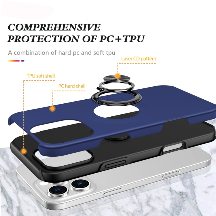 For iPhone 16 Magnetic Ring Holder Phone Case(Navy Blue)