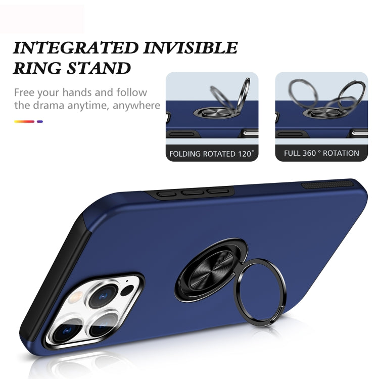 For iPhone 16 Magnetic Ring Holder Phone Case(Navy Blue)