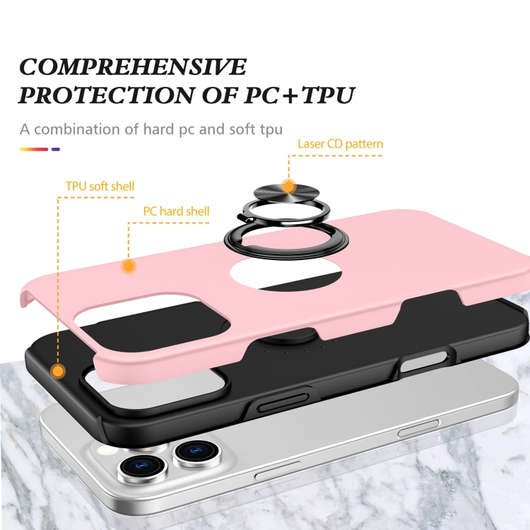 For iPhone 16 Magnetic Ring Holder Phone Case(Rose Gold)