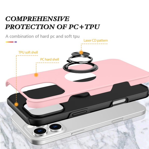 For iPhone 16 Magnetic Ring Holder Phone Case(Rose Gold)
