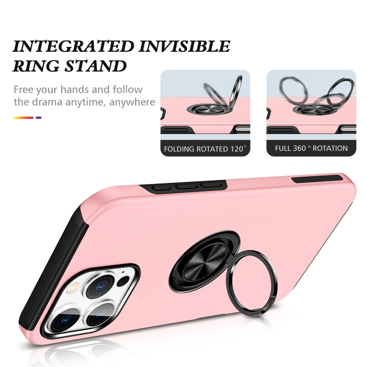 For iPhone 16 Magnetic Ring Holder Phone Case(Rose Gold)