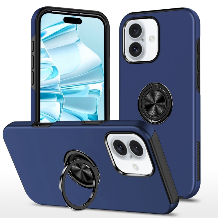 For iPhone 16 Plus Magnetic Ring Holder Phone Case(Navy Blue)