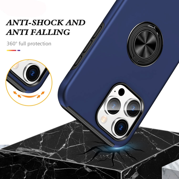 For iPhone 16 Plus Magnetic Ring Holder Phone Case(Navy Blue)