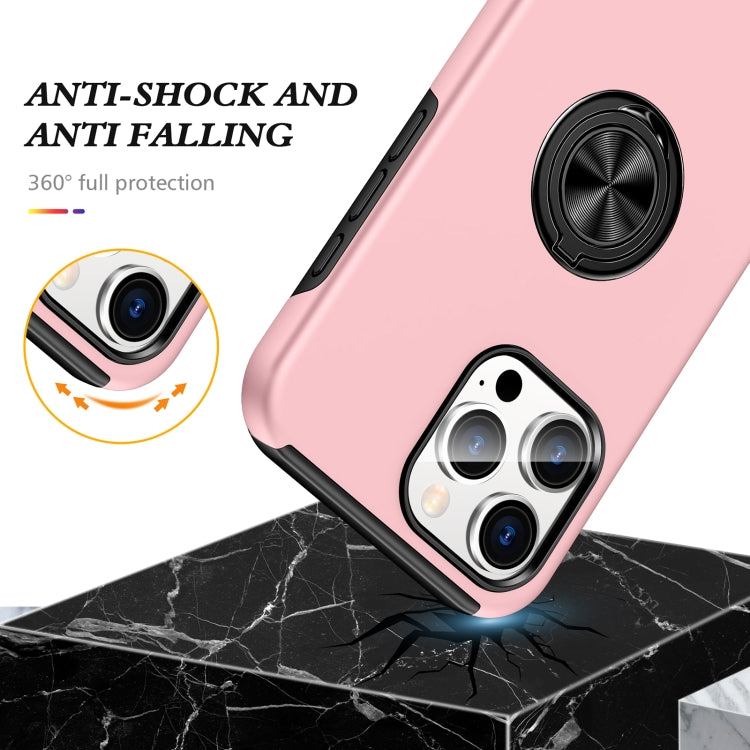 For iPhone 16 Plus Magnetic Ring Holder Phone Case(Rose Gold)