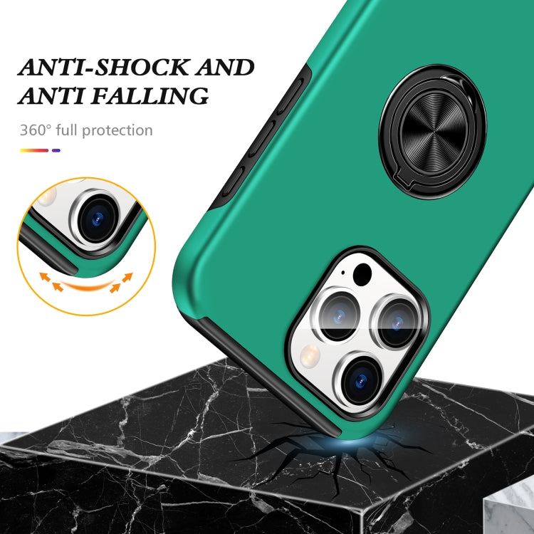 For iPhone 16 Plus Magnetic Ring Holder Phone Case(Dark Green)