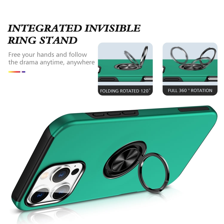 For iPhone 16 Plus Magnetic Ring Holder Phone Case(Dark Green)