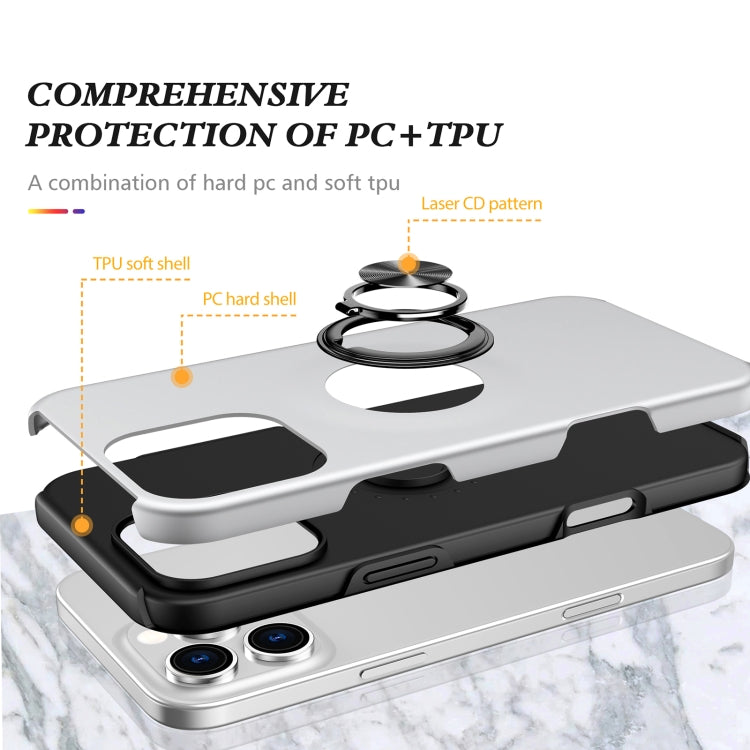 For iPhone 16 Plus Magnetic Ring Holder Phone Case(Silver)