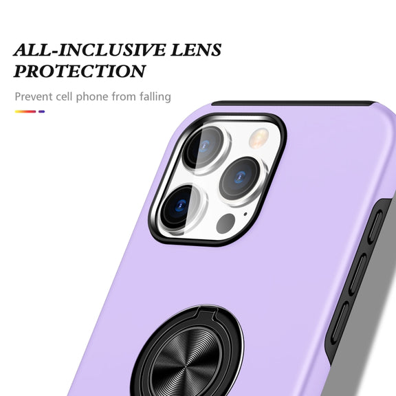For iPhone 16 Plus Magnetic Ring Holder Phone Case(Purple)